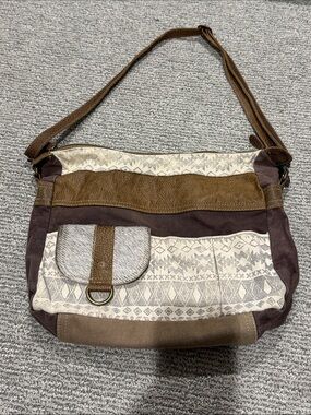 Myra Bag Brown and Cream Patterned Shoulder Bag